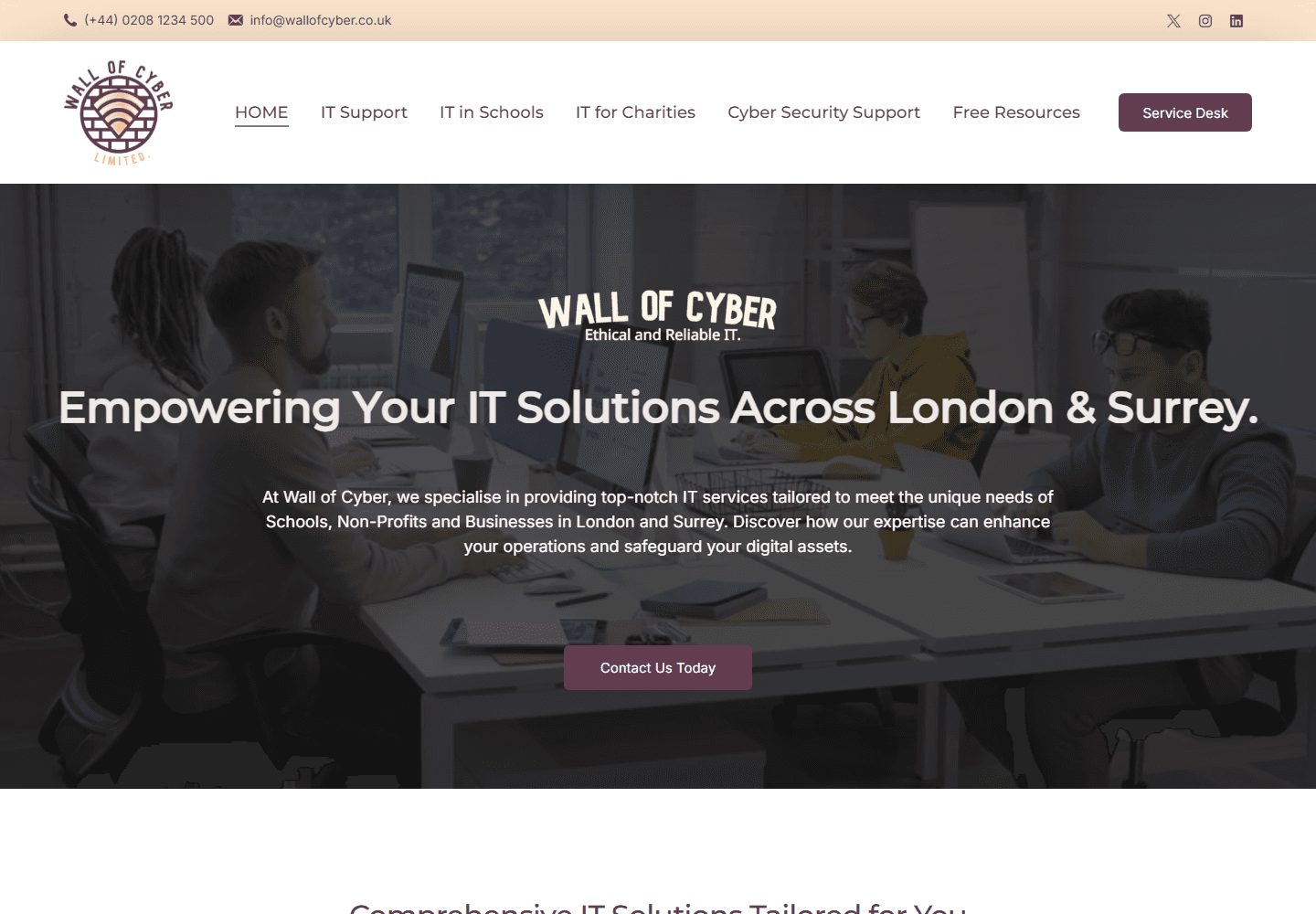Wall of Cyber homepage, a website built by WebElev8